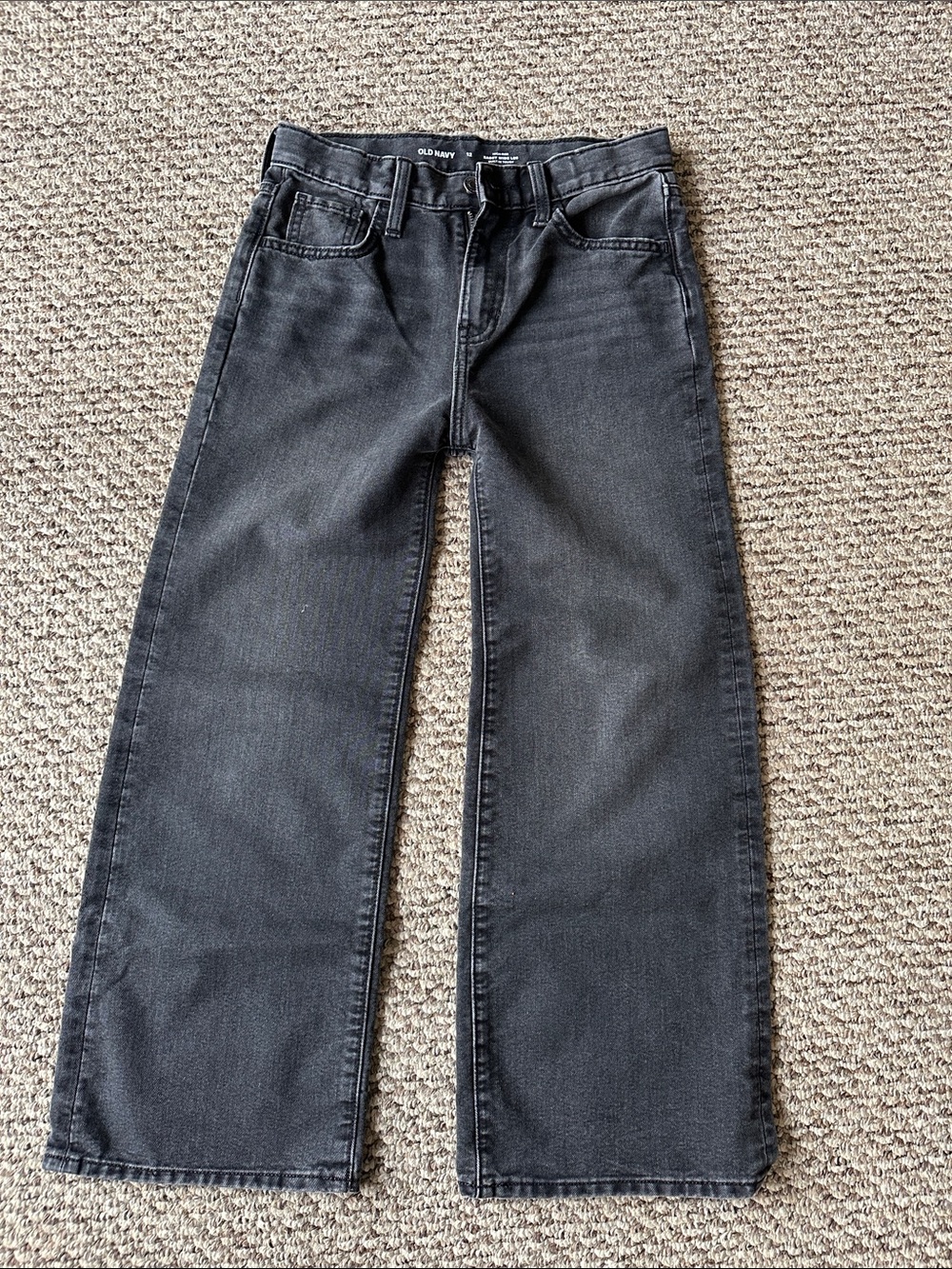 Old Navy Girls Black High-Rise Baggy Wide leg Jeans - Faded Black Wash